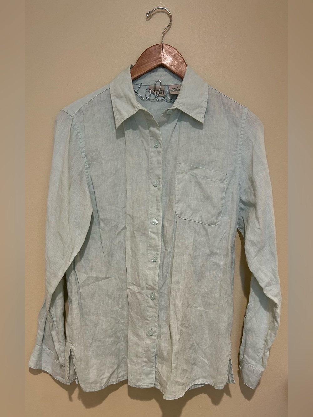 LL Bean Women’s Light Blue 100% Linen Button-Up Shirt Size Small